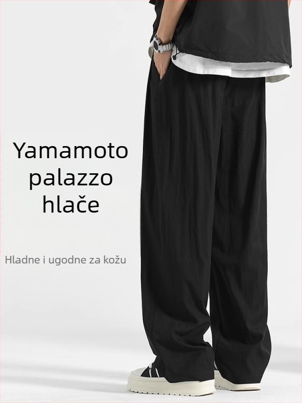 Muške ljetne hlače Yamamoto, Lyocell i pamuk, tanke, brzo se suše, ravni kroj, dnevne dugačke hlače
