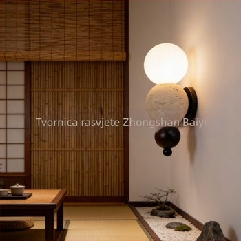 Wabi-Sabi stil žuta travertinska zidna lampa s vintage estetikom za dnevni boravak, spavaću sobu, radnu sobu, gostinjsku kuću i hotel, ambijentalno osvjetljenje hodnika i pozadinskog zida