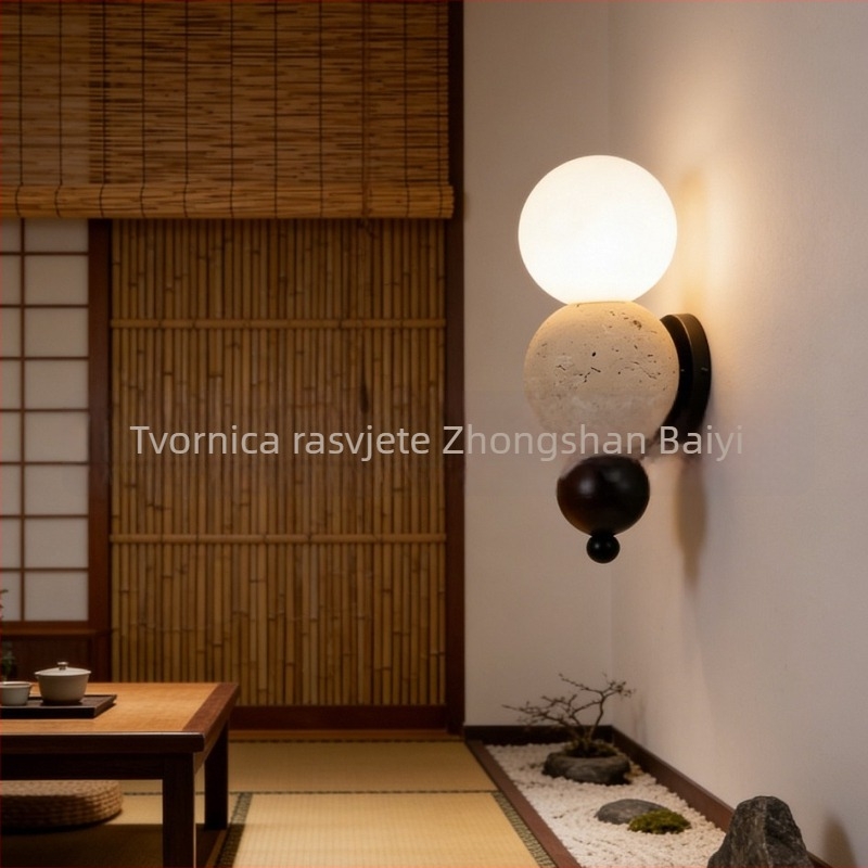 Wabi-Sabi stil žuta travertinska zidna lampa s vintage estetikom za dnevni boravak, spavaću sobu, radnu sobu, gostinjsku kuću i hotel, ambijentalno osvjetljenje hodnika i pozadinskog zida