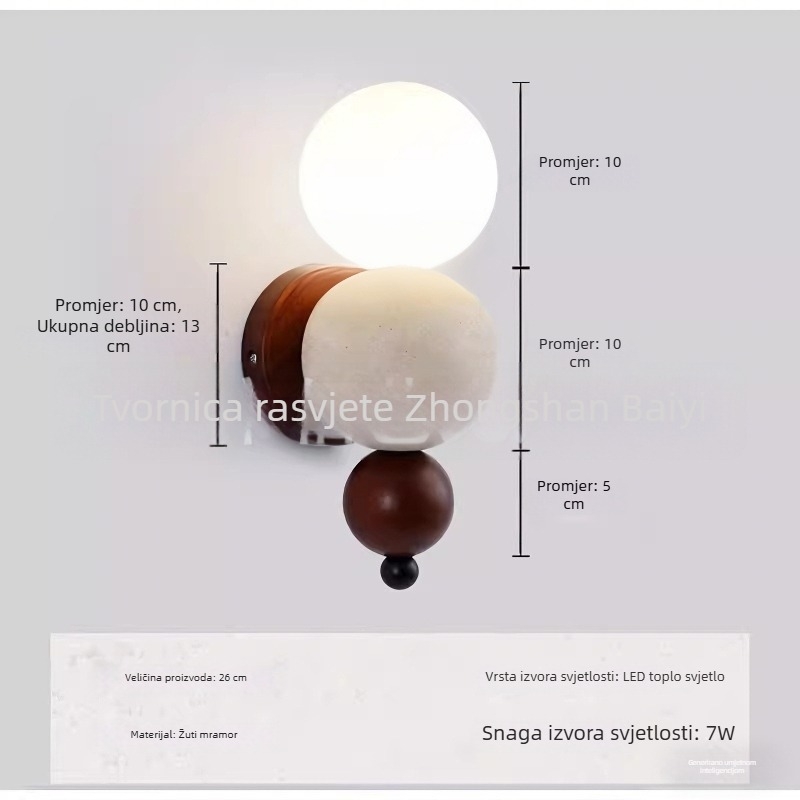 Wabi-Sabi stil žuta travertinska zidna lampa s vintage estetikom za dnevni boravak, spavaću sobu, radnu sobu, gostinjsku kuću i hotel, ambijentalno osvjetljenje hodnika i pozadinskog zida