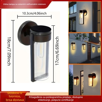 Solarna stenska lampa s wolframovim vlaknom, za vanjsku upotrebu, vodootporna, senzor, visoka svjetlina