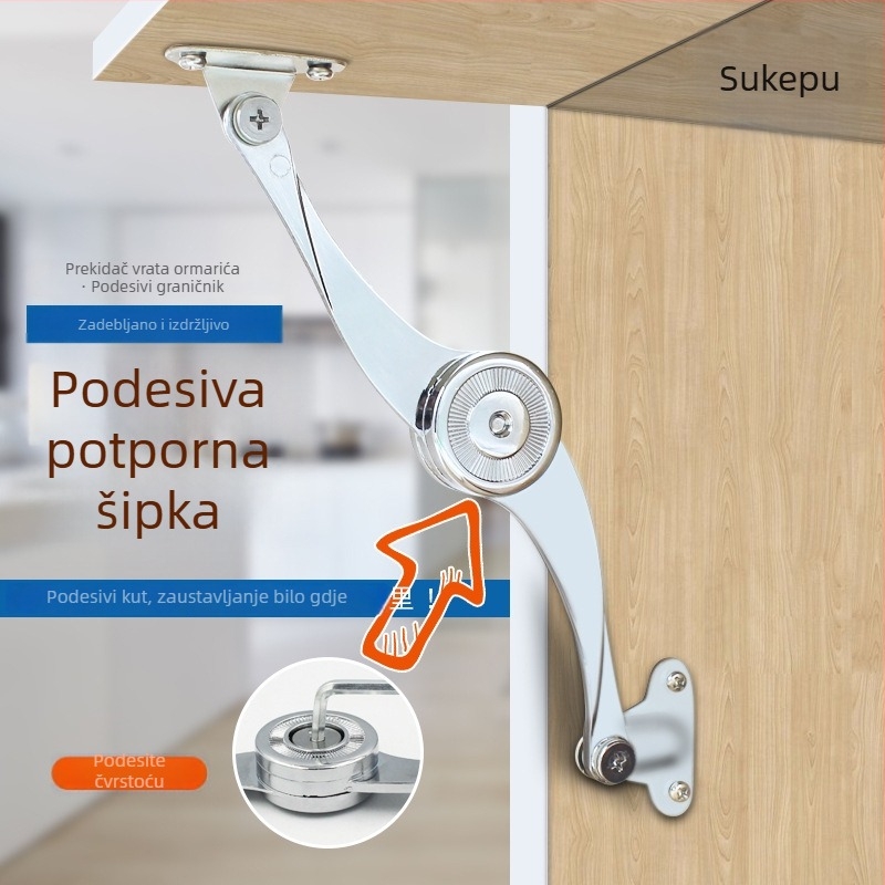 Su Kepu S-oblik ogradni štap od cinka zlitine za ormariće i garderobe, prilagodljivi zaustavljač