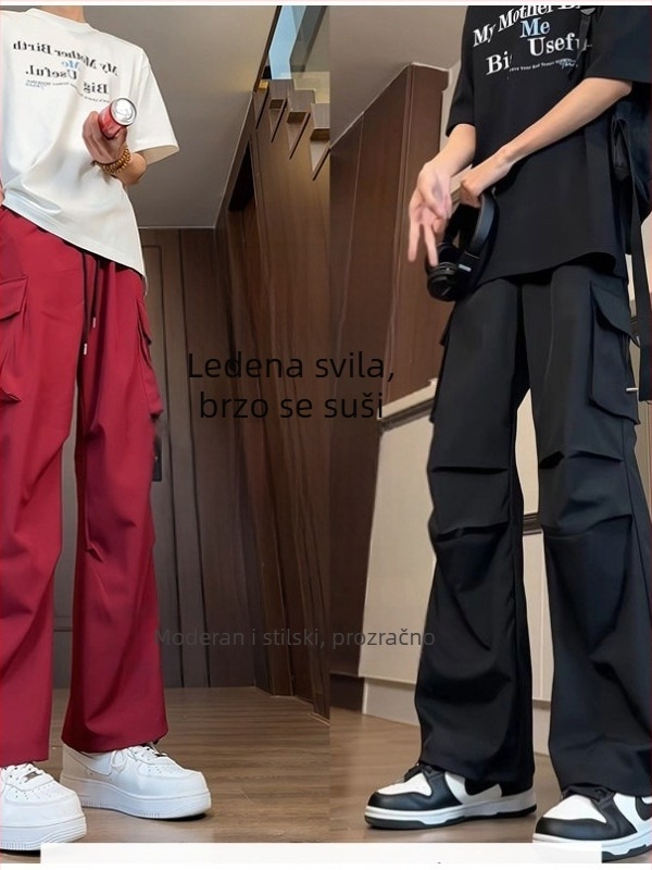 Muške cargo hlače u američkom stilu, funkcionalne, brzo se suše, velike džepove, široke nogavice, gradski stil