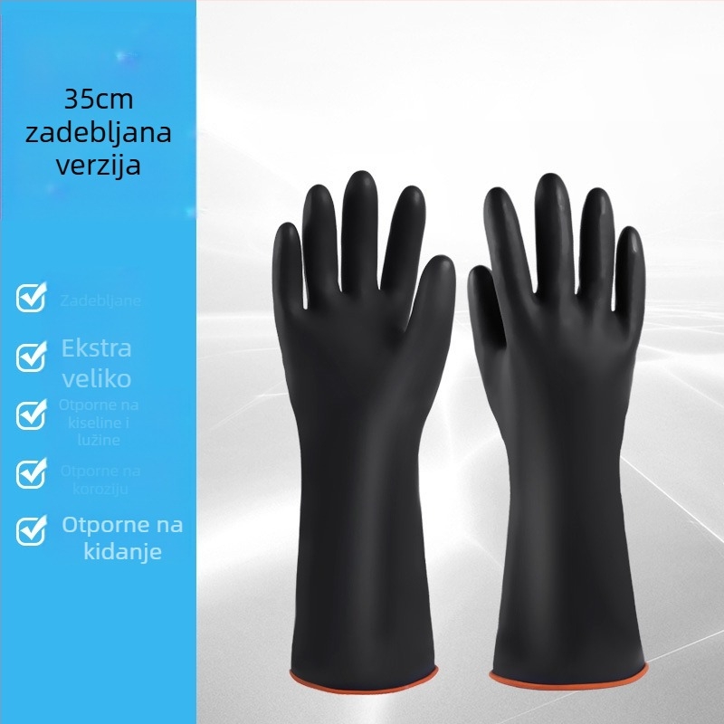 Rukavice otporne na kiseline i lužine, gumene vodootporne, industrijske protukorozivne lateks rukavice, debele radne rukavice, višestruka zaštita