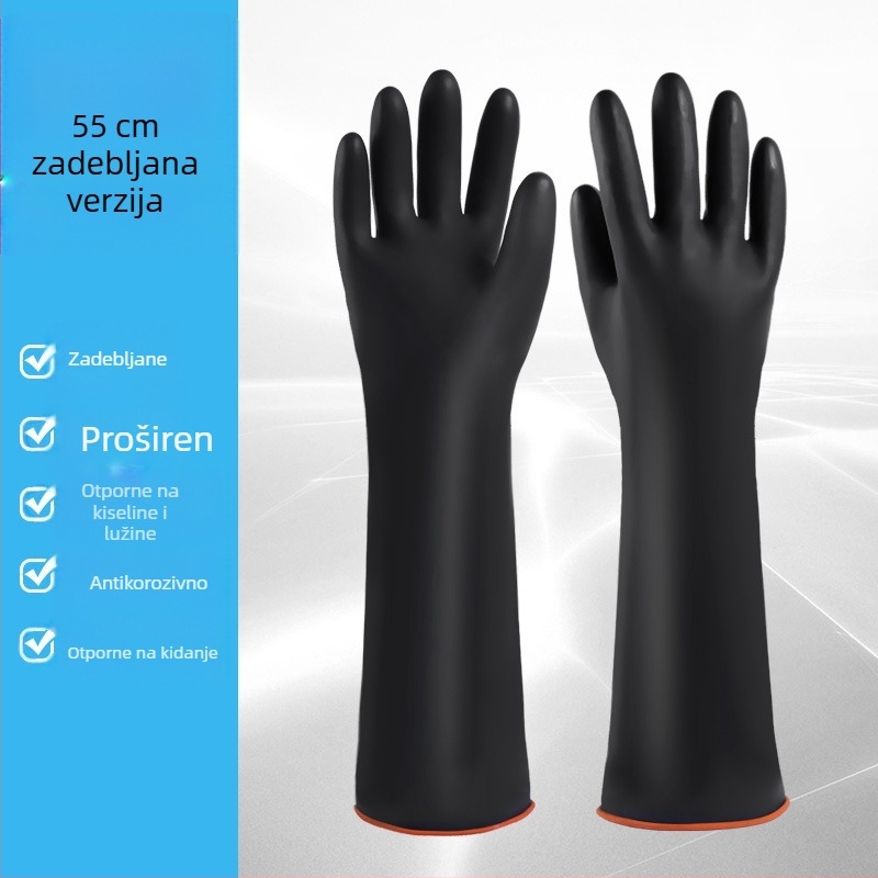 Rukavice otporne na kiseline i lužine, gumene vodootporne, industrijske protukorozivne lateks rukavice, debele radne rukavice, višestruka zaštita