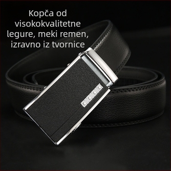 Remen od prave kože s automatskom kopčom, dvostruki sloj goveđe kože, muški modni pojas za poslovno i casual nošenje, širina 2–4 cm, duljine 110–130 cm