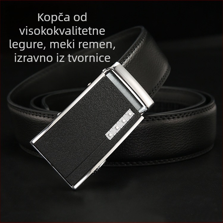 Remen od prave kože s automatskom kopčom, dvostruki sloj goveđe kože, muški modni pojas za poslovno i casual nošenje, širina 2–4 cm, duljine 110–130 cm