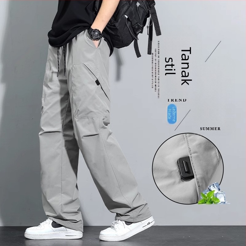 Muške ljetne lagane hlače za posao, casual stil, s vezicom, širokih nogavica