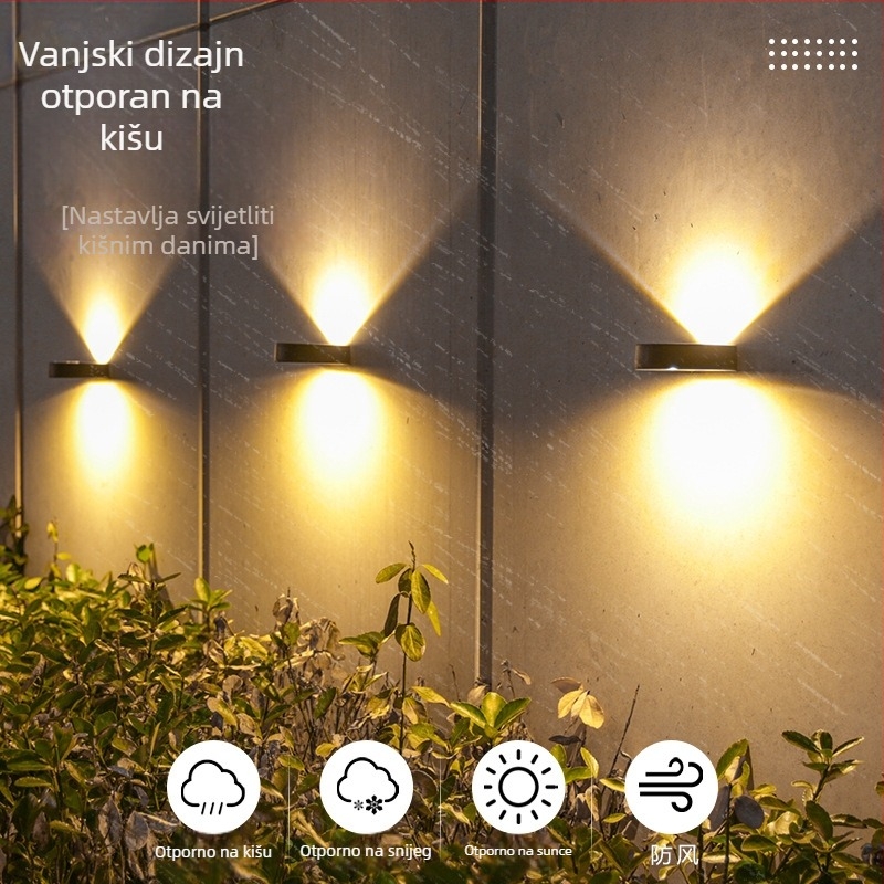 Solarna zidna svjetiljka za dvorište – dekorativna vanjska zidna svjetiljka sa svjetlom gore i dolje