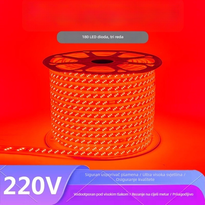 LED traka ljubičasto-ružičaste boje, 220V, dekorativno osvjetljenje za dom, romantično i kreativno osvjetljenje za KTV, jako svijetlo, vodootporno za vanjsku uporabu
