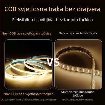 COB LED traka 220V, bez upravljača, samoljepljiva linijska svjetiljka za strop i zid, ultra svijetla