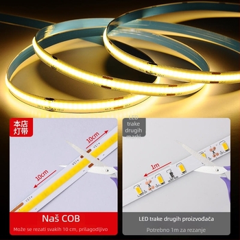 COB LED traka 220V, bez upravljača, samoljepljiva linijska svjetiljka za strop i zid, ultra svijetla