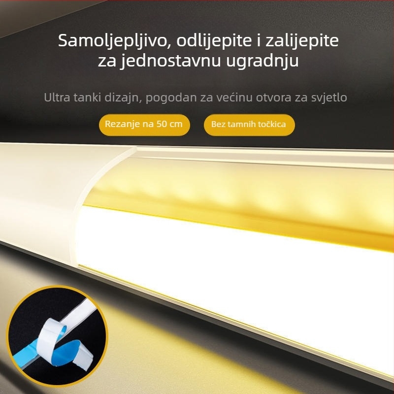 COB LED traka 220V, bez upravljača, samoljepljiva linijska svjetiljka za strop i zid, ultra svijetla