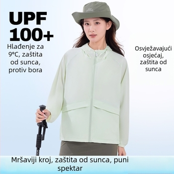 Ženska UPF100+ zaštita od sunca jakna, lagana ljetna od ice silk, prozračna za vanjske sportove