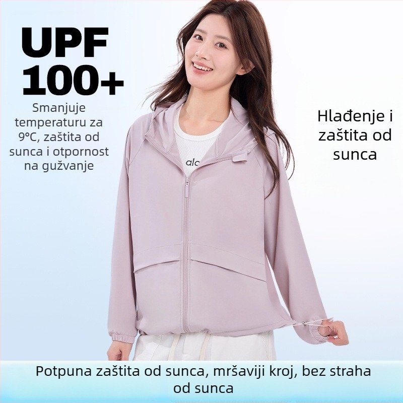 Ženska UPF100+ zaštita od sunca jakna, lagana ljetna od ice silk, prozračna za vanjske sportove