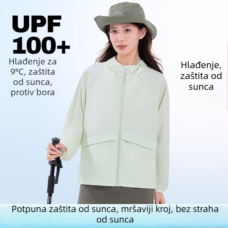 Ženska UPF100+ zaštita od sunca jakna, lagana ljetna od ice silk, prozračna za vanjske sportove