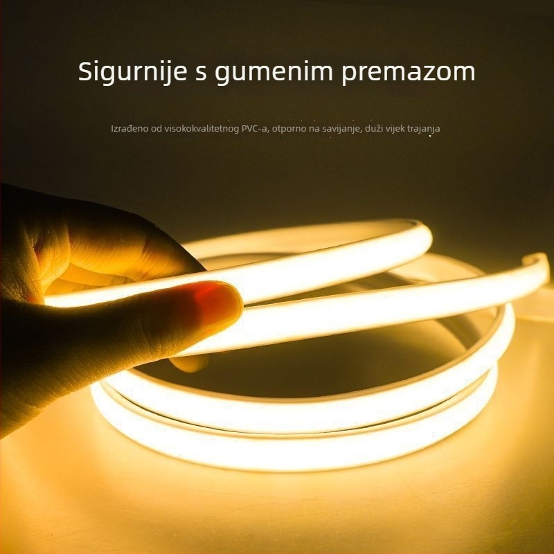 COB linearna LED traka 220V, vodootporna, za unutarnju i vanjsku upotrebu, 240 LED/m, 10 W/m, 180° svjetlosni kut