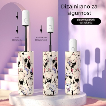 Dječji kišobran s karikaturalnim dizajnom, automatsko otvaranje, sklopivi, UV zaštita UPF 50+, lagan za djevojke