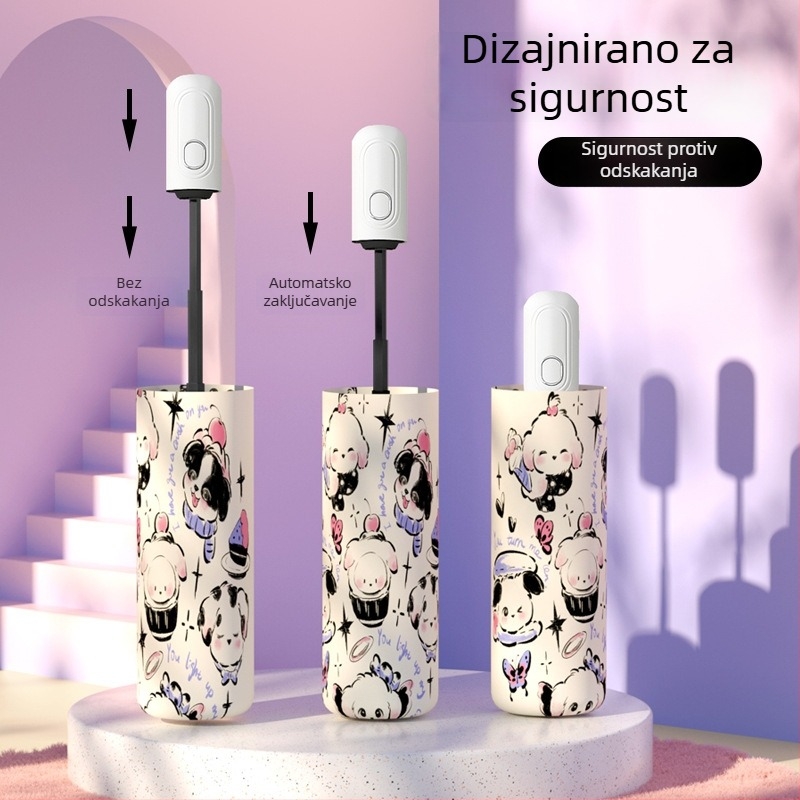 Dječji kišobran s karikaturalnim dizajnom, automatsko otvaranje, sklopivi, UV zaštita UPF 50+, lagan za djevojke