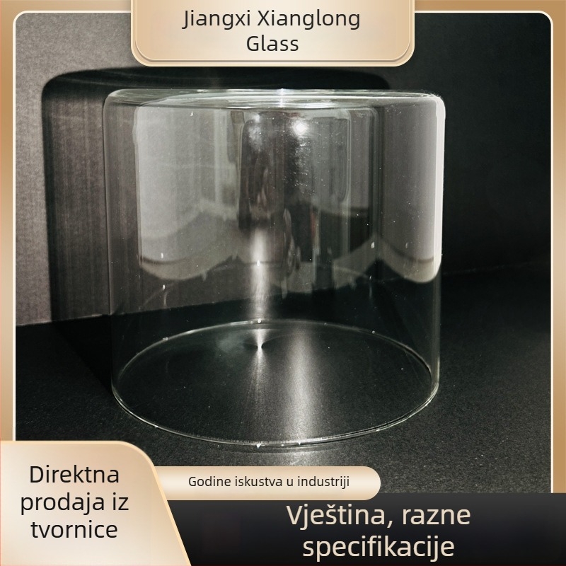Stakleni abažur, visoko borosilikatno staklo, kaljeno prozirno staklo, veličina 140×120 mm, debljina 2,1 mm, otporno na visoke temperature, poklop za zaštitu prašine