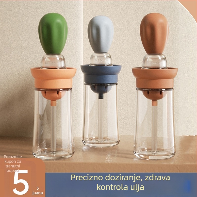 Silikonska boca za ulje s četkom, integrirana boca, kuhinjski alat za roštilj, prehrambena kvaliteta, otporna na visoke temperature, sve-u-jednom