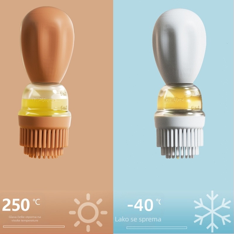 Silikonska boca za ulje s četkom, integrirana boca, kuhinjski alat za roštilj, prehrambena kvaliteta, otporna na visoke temperature, sve-u-jednom