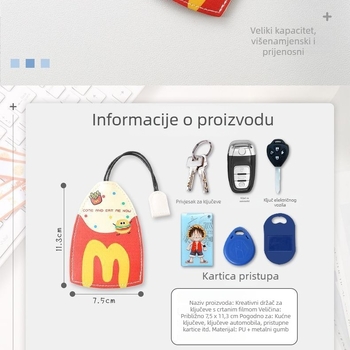 MDL futrola za ključeve s izvučnim dizajnom za ključ električnog vozila, kožna zaštitna navlaka, zaštitno kućište, torbica za skladištenje ključeva, sladak crtani dizajn