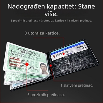 Torbica od prave kože s uzorkom krokodila za vozačku dozvolu i kartice, višenamjenski mini dokumentni novčanik