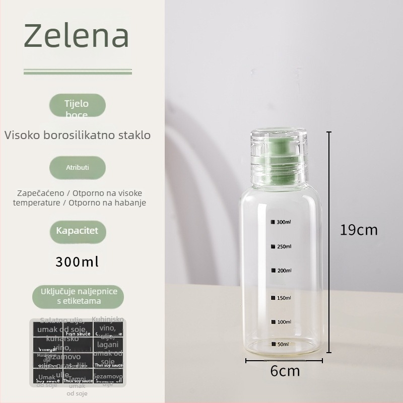 Staklena boca za ulje sa zatvaranjem, prijenosna i bez curenja, pogodna za sojin sos, ocat i susamovo ulje