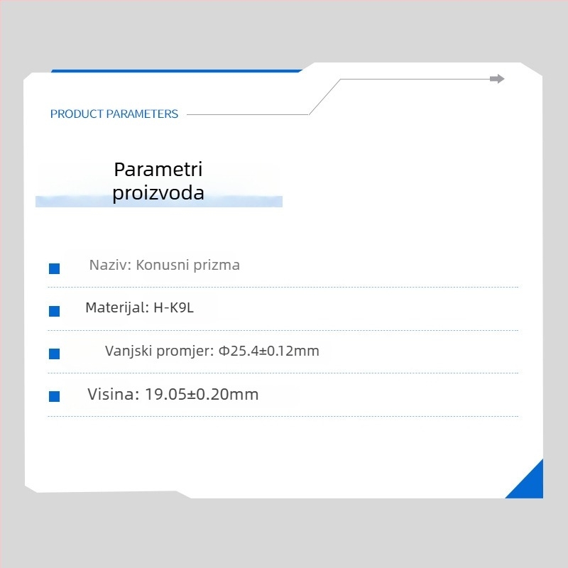 Kónijska prizma za laserske mjeračke instrumente visoke preciznosti – komponente