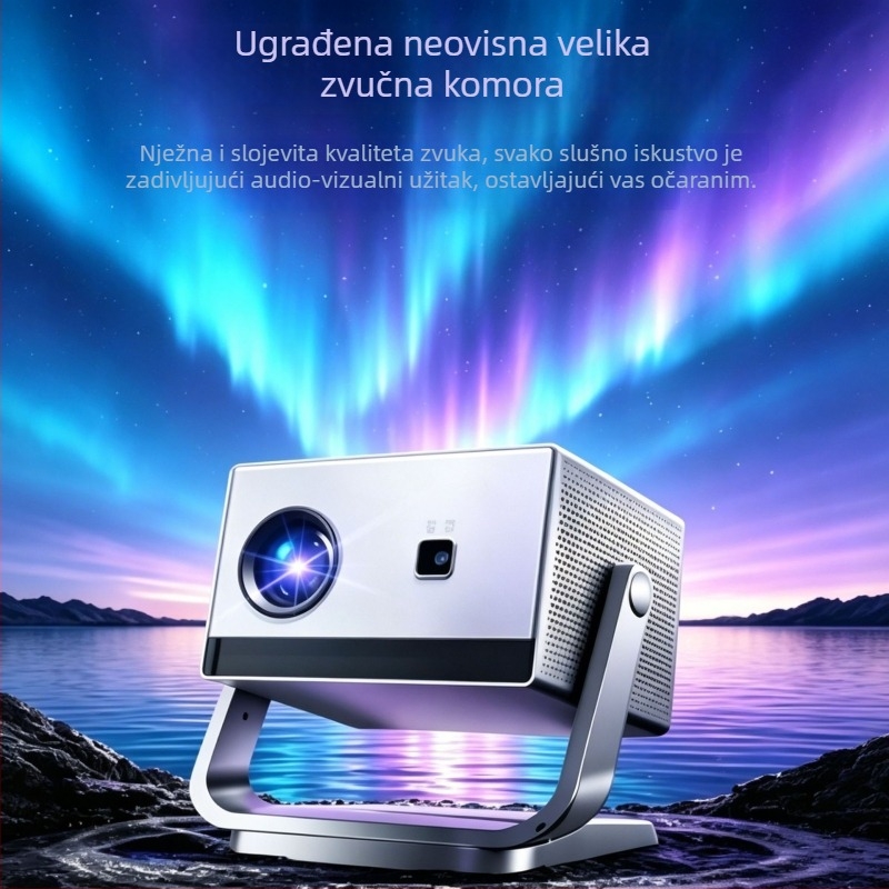 Micro Shadow Y18 mehanički gimbal projektor, AI glasovno upravljanje, 1080p Full HD, kućna upotreba, veliki zaslon