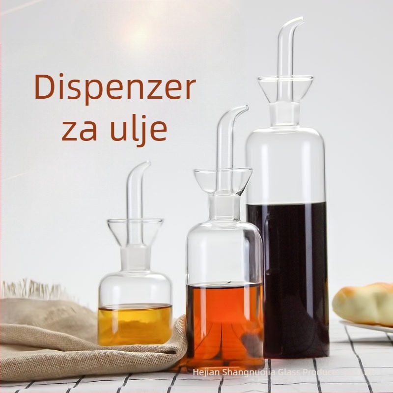 Staklena boca za začine, nepropusna, kuhinjski dodatak; boca za sojin sos, ocat i maslinovo ulje, skladištenje ulja i dozator ulje-ocet