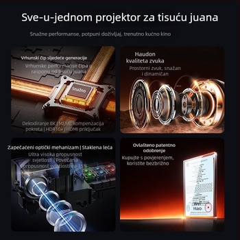 Skyworth Xiaopai 2026 novi pametni projektor za izravnu projekciju na bijelu zid spavaće sobe, odraz zaslona s mobitela, visoka svjetlina, Ultra HD