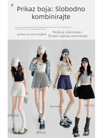 Damske sportske šorceve sa vezanjem, casual stil, A-linija, ljeto 2026