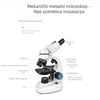 1000x binokularni mikroskop za biološke eksperimente, mikroskop sa zumom za učenike osnovne i srednje škole