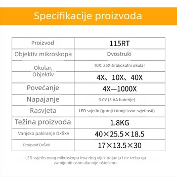 1000x binokularni mikroskop za biološke eksperimente, mikroskop sa zumom za učenike osnovne i srednje škole