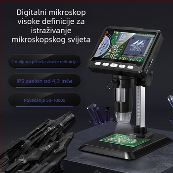 Digitalni mikroskop s HD zaslonom od 4,3 inča, 1000x povećanjem, 2 MP senzor, za laboratorijsku upotrebu