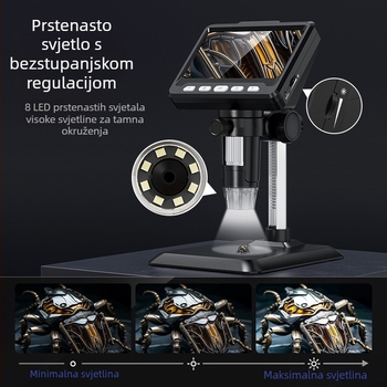 Digitalni mikroskop s HD zaslonom od 4,3 inča, 1000x povećanjem, 2 MP senzor, za laboratorijsku upotrebu