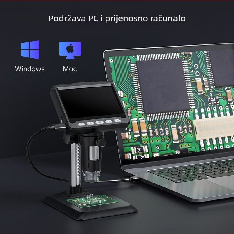 Digitalni mikroskop s HD zaslonom od 4,3 inča, 1000x povećanjem, 2 MP senzor, za laboratorijsku upotrebu