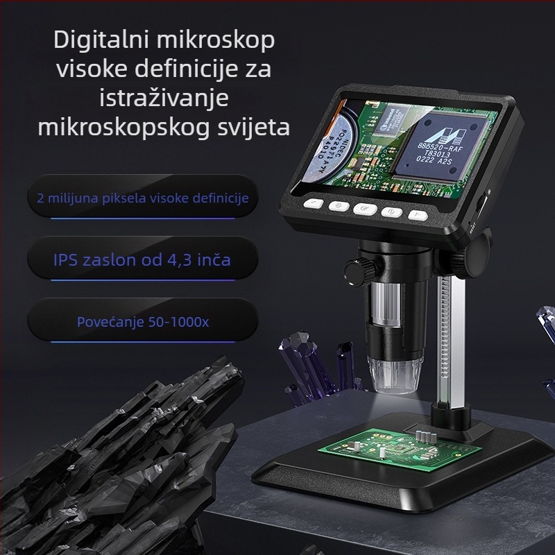 Digitalni mikroskop s HD zaslonom od 4,3 inča, 1000x povećanjem, 2 MP senzor, za laboratorijsku upotrebu