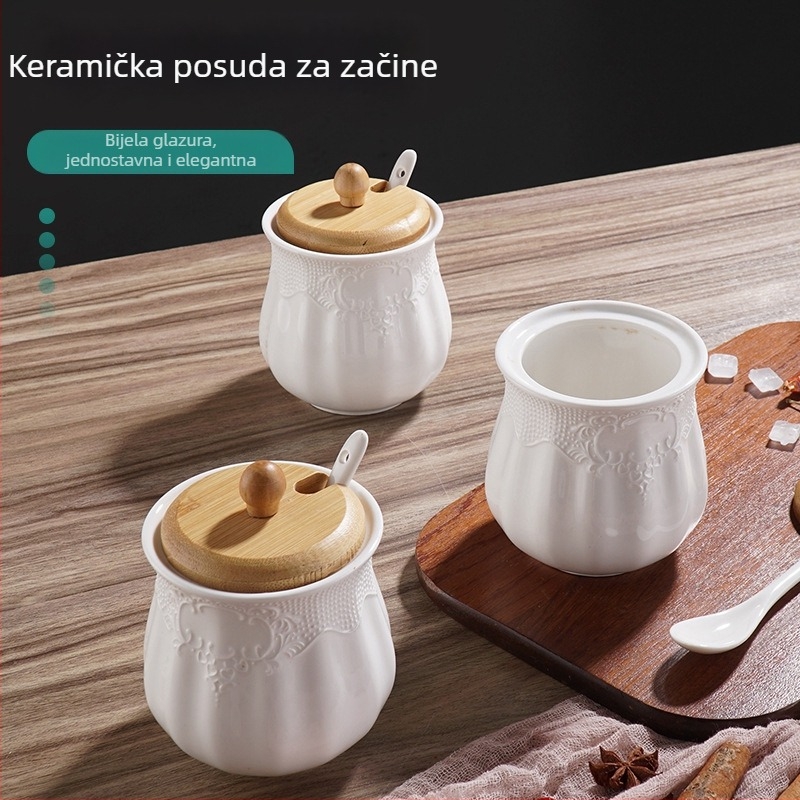 Nordijski keramički spremnik za začine s čvrstim zatvaračem – za kuhinju i restoran, pogodan za suhe začine