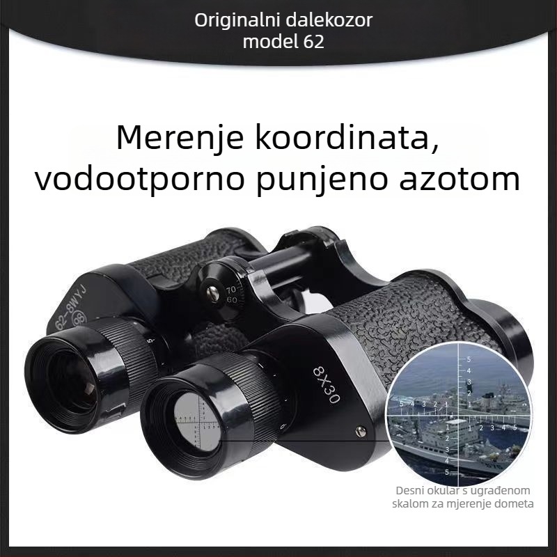 Model 62, 8x30 HD binokulari s mjerenjem udaljenosti i noćnim vidom pri slabom osvjetljenju, prijenosni za vanjsku upotrebu