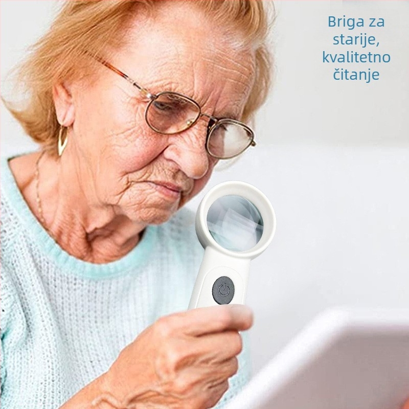 Prijenosna punjiva lupa s tri jaka LED svjetla za čitanje sitnoga teksta i procjenu starina