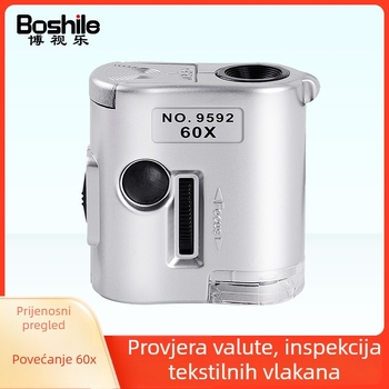 60× povećalo s visokom rezolucijom i UV ljubičastim svjetlom za nakit, jadeit, kaligrafiju, poštanske marke, tekstil i detekciju tiskovnih točaka