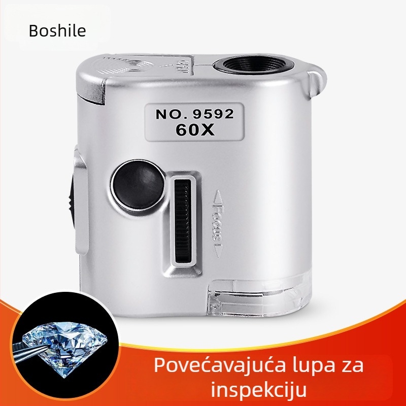 60× povećalo s visokom rezolucijom i UV ljubičastim svjetlom za nakit, jadeit, kaligrafiju, poštanske marke, tekstil i detekciju tiskovnih točaka