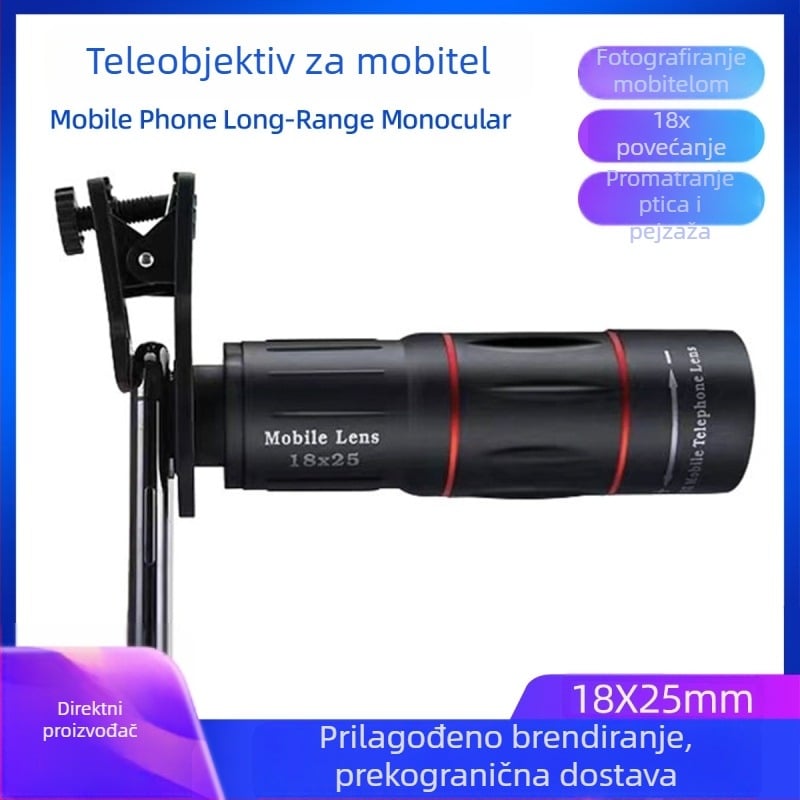 Monokularni teleskop za pametni telefon s 18x povećanjem, BAK prizma, višeslojni premaz