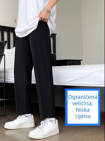Muške ljetne tanke ravne hlače, crne, udoban ležernog kroja