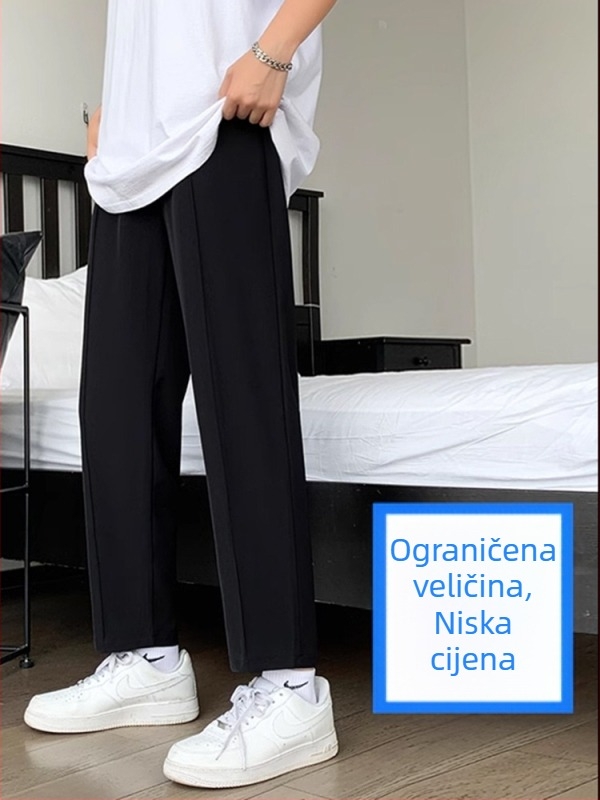 Muške ljetne tanke ravne hlače, crne, udoban ležernog kroja
