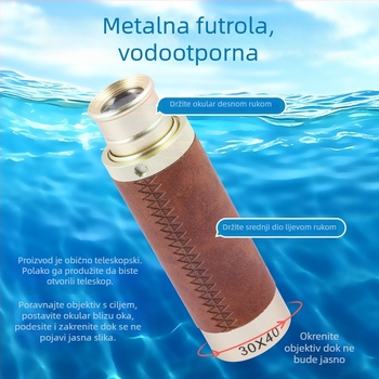Monokular 30x40, antikni piratski teleskop, prijenosan za promatranje ptica na otvorenom
