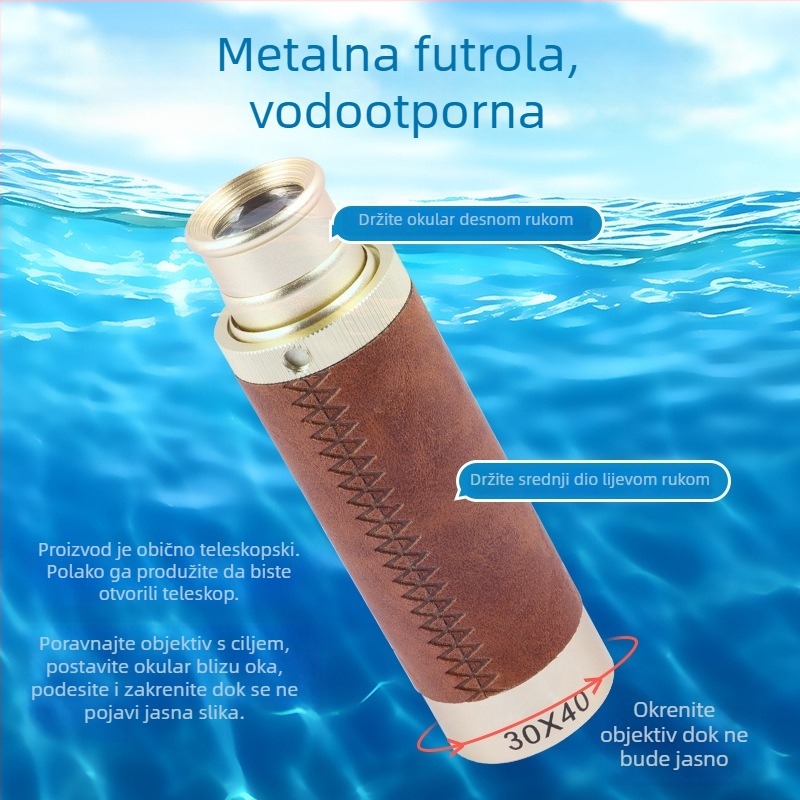 Monokular 30x40, antikni piratski teleskop, prijenosan za promatranje ptica na otvorenom